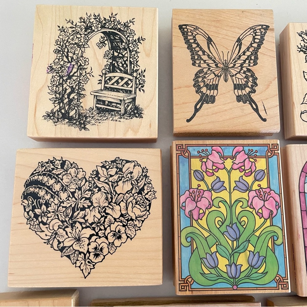 PSX Stampin Up Rubber Wood Mount Victorian House Lot Floral Stained Glass - Picture 3 of 12